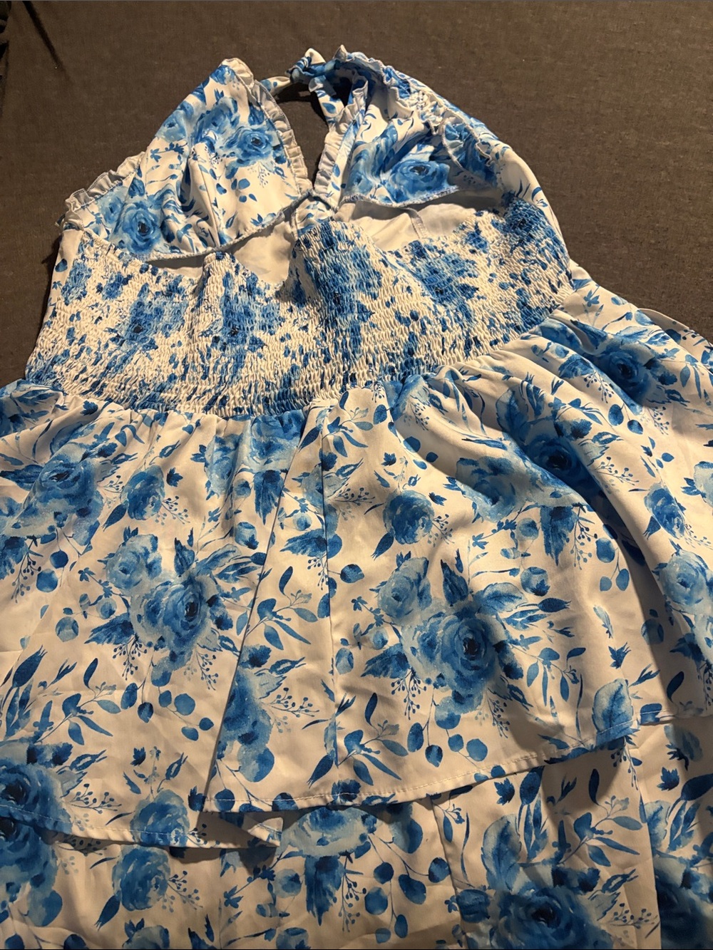 SHEIN White Sundress with Blue Floral Print - Picture 4 of 4